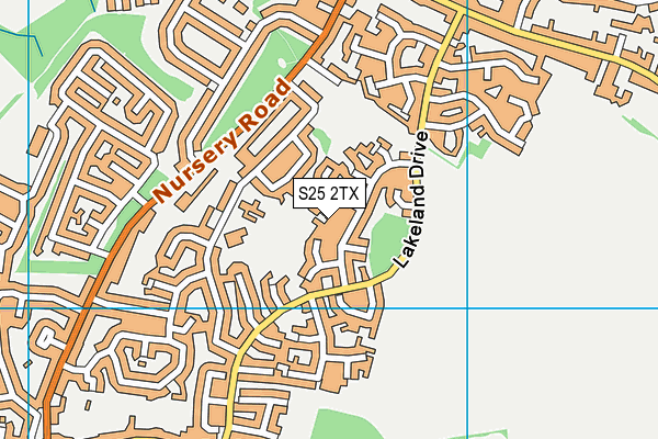 S25 2TX map - OS VectorMap District (Ordnance Survey)