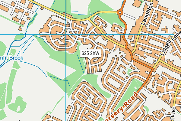 S25 2XW map - OS VectorMap District (Ordnance Survey)
