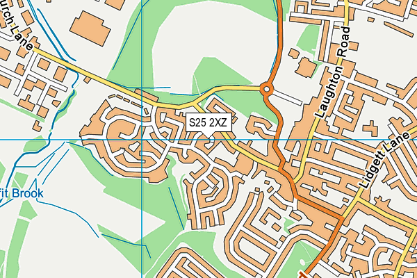 S25 2XZ map - OS VectorMap District (Ordnance Survey)