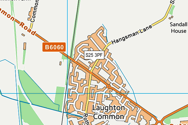 S25 3PF map - OS VectorMap District (Ordnance Survey)