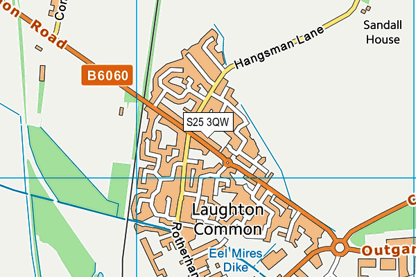 S25 3QW map - OS VectorMap District (Ordnance Survey)