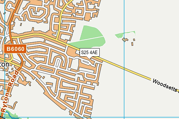 S25 4AE map - OS VectorMap District (Ordnance Survey)