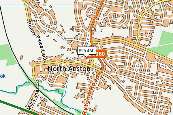 S25 4AL map - OS VectorMap District (Ordnance Survey)