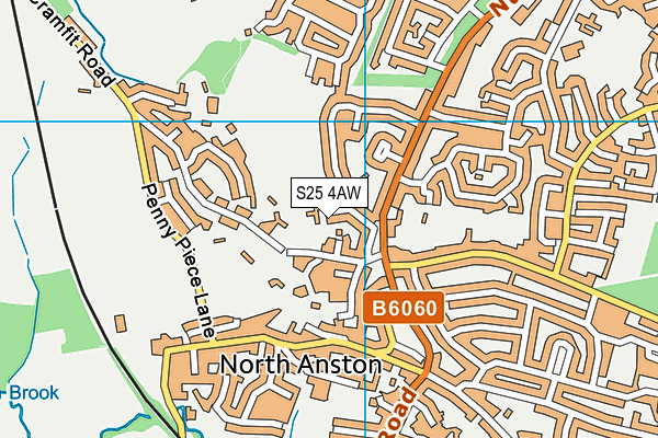 S25 4AW map - OS VectorMap District (Ordnance Survey)