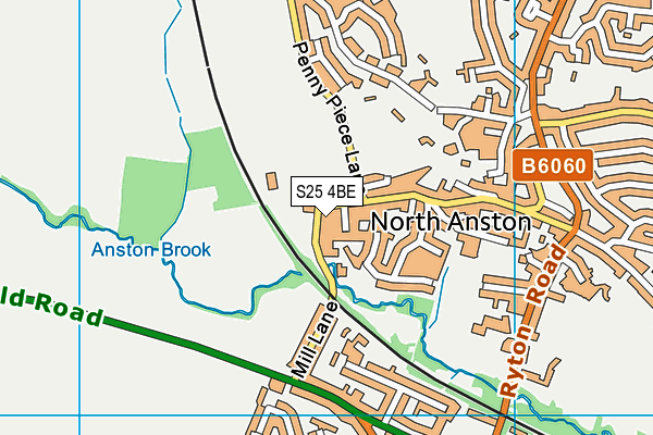 S25 4BE map - OS VectorMap District (Ordnance Survey)