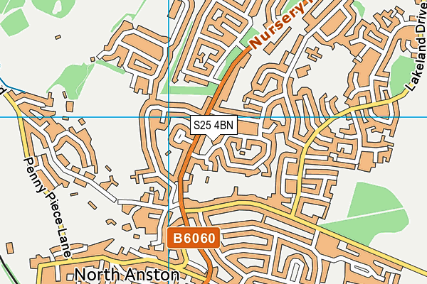S25 4BN map - OS VectorMap District (Ordnance Survey)