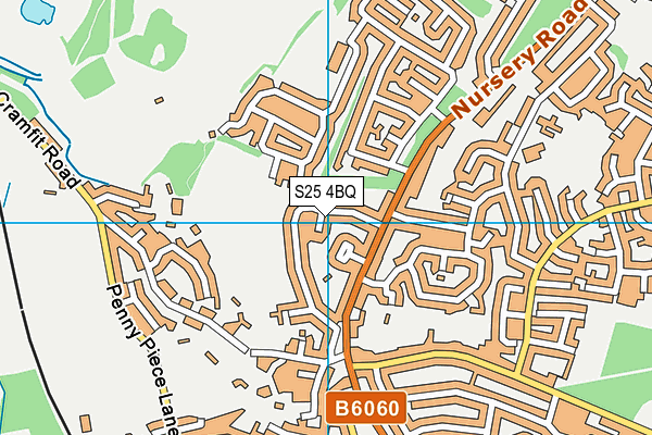 S25 4BQ map - OS VectorMap District (Ordnance Survey)
