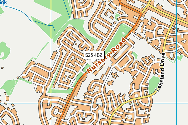 S25 4BZ map - OS VectorMap District (Ordnance Survey)