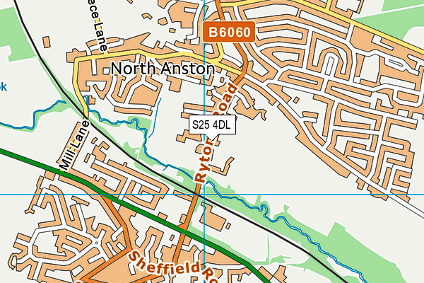 Anston Cricket Club map (S25 4DL) - OS VectorMap District (Ordnance Survey)