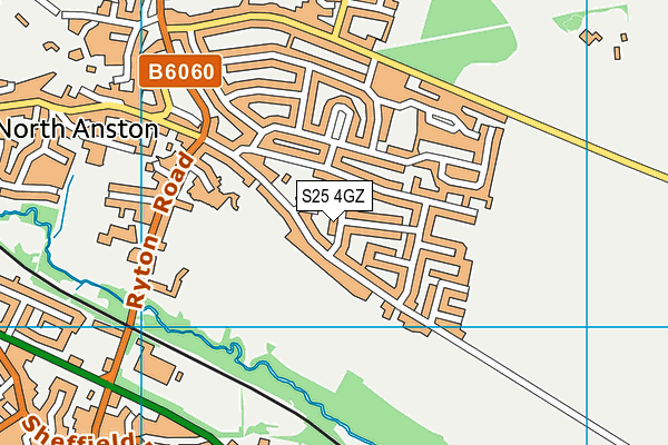 S25 4GZ map - OS VectorMap District (Ordnance Survey)