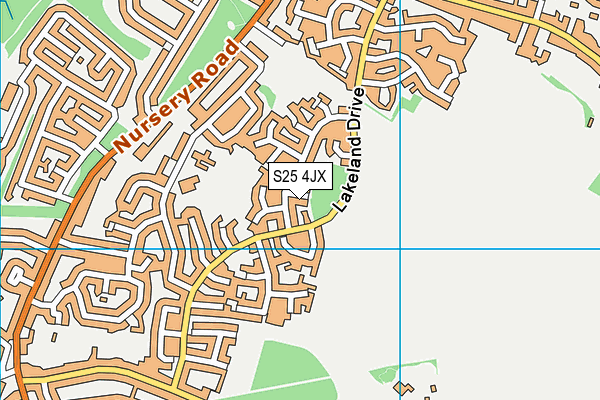 S25 4JX map - OS VectorMap District (Ordnance Survey)