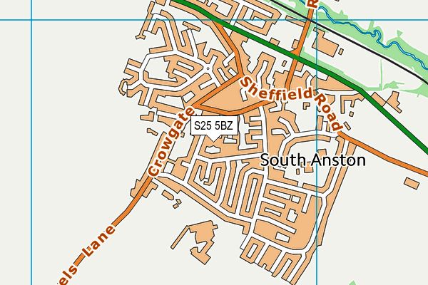 S25 5BZ map - OS VectorMap District (Ordnance Survey)