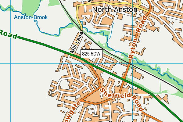 S25 5DW map - OS VectorMap District (Ordnance Survey)