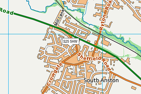S25 5HW map - OS VectorMap District (Ordnance Survey)