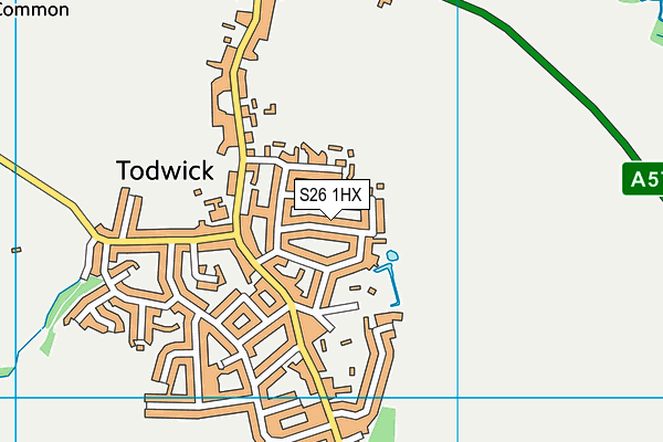 S26 1HX map - OS VectorMap District (Ordnance Survey)