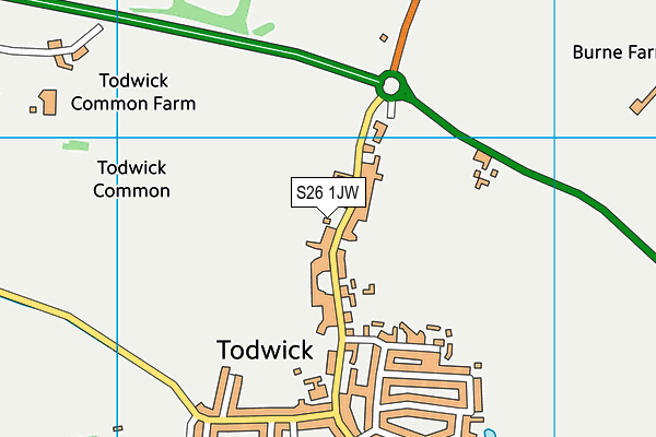 S26 1JW map - OS VectorMap District (Ordnance Survey)