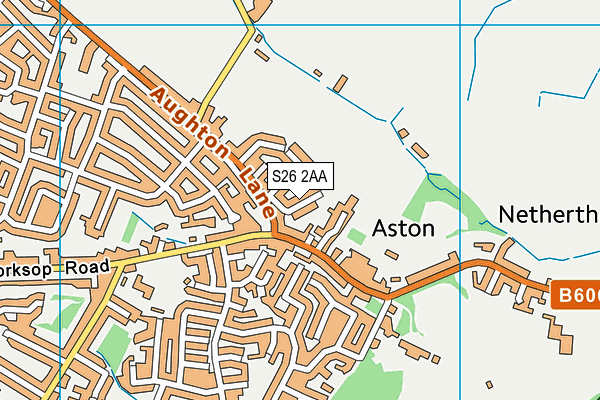 S26 2AA map - OS VectorMap District (Ordnance Survey)