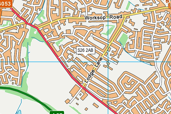 S26 2AB map - OS VectorMap District (Ordnance Survey)