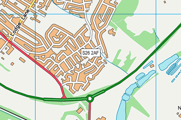 S26 2AF map - OS VectorMap District (Ordnance Survey)