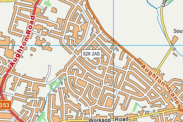 S26 2AS map - OS VectorMap District (Ordnance Survey)