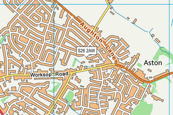 S26 2AW map - OS VectorMap District (Ordnance Survey)