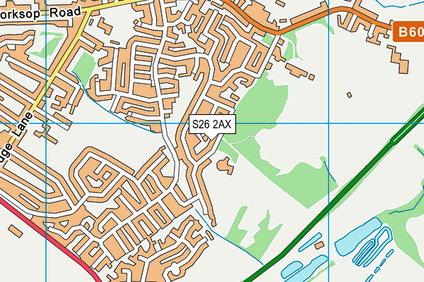 S26 2AX map - OS VectorMap District (Ordnance Survey)