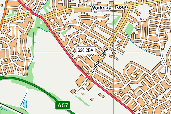 S26 2BA map - OS VectorMap District (Ordnance Survey)