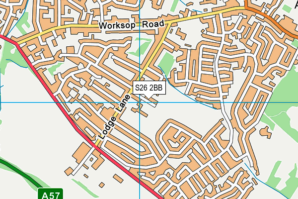 S26 2BB map - OS VectorMap District (Ordnance Survey)