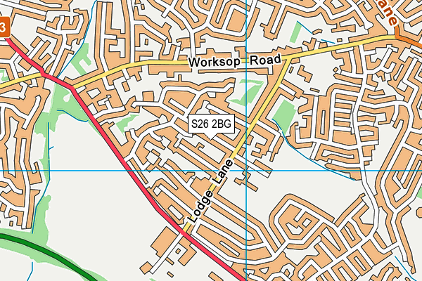 S26 2BG map - OS VectorMap District (Ordnance Survey)