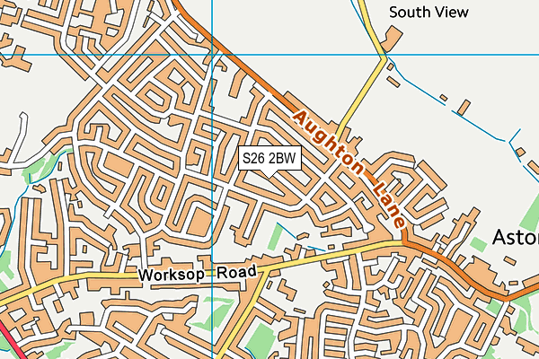 S26 2BW map - OS VectorMap District (Ordnance Survey)