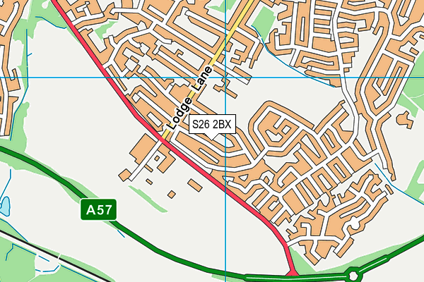 S26 2BX map - OS VectorMap District (Ordnance Survey)