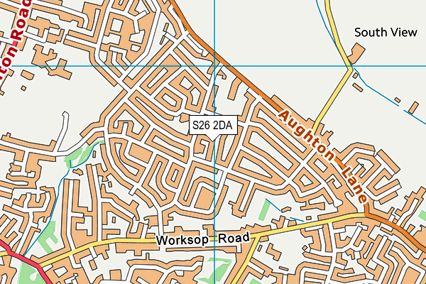 S26 2DA map - OS VectorMap District (Ordnance Survey)