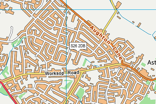 S26 2DB map - OS VectorMap District (Ordnance Survey)