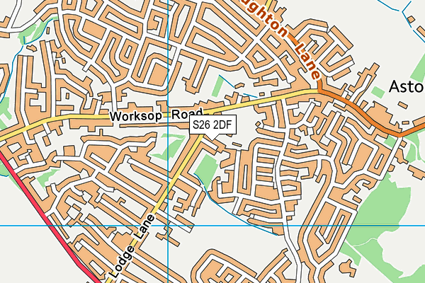S26 2DF map - OS VectorMap District (Ordnance Survey)