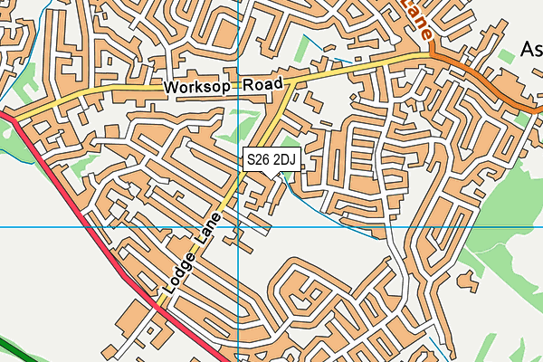 S26 2DJ map - OS VectorMap District (Ordnance Survey)