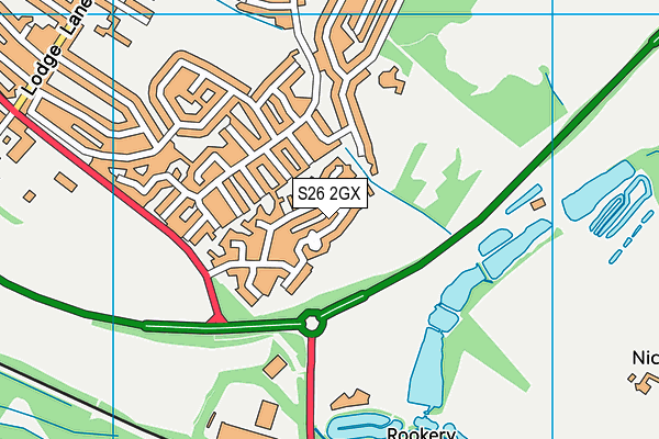 S26 2GX map - OS VectorMap District (Ordnance Survey)