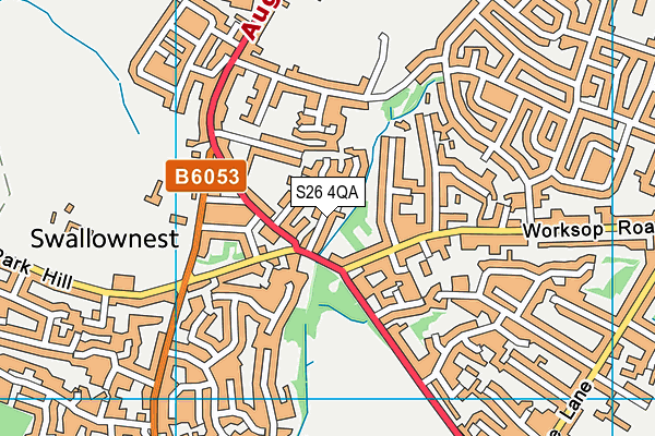 S26 4QA map - OS VectorMap District (Ordnance Survey)