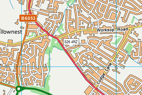 S26 4RZ map - OS VectorMap District (Ordnance Survey)