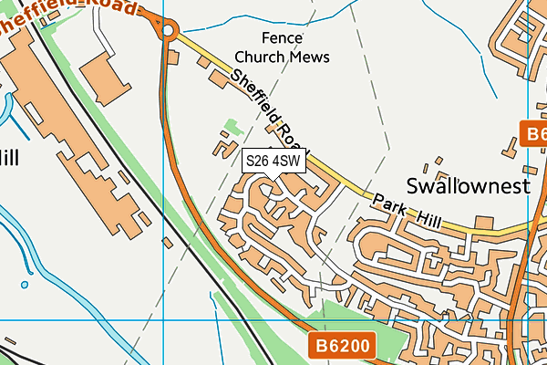 S26 4SW map - OS VectorMap District (Ordnance Survey)