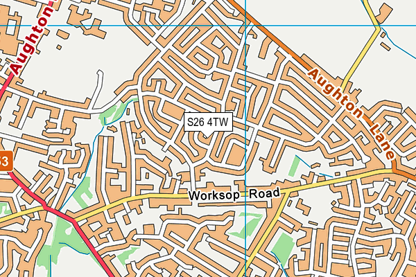 S26 4TW map - OS VectorMap District (Ordnance Survey)