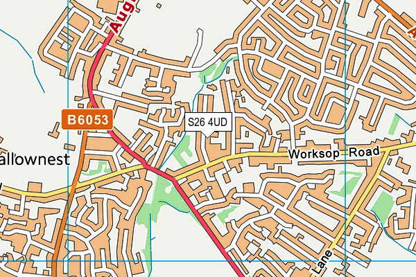 S26 4UD map - OS VectorMap District (Ordnance Survey)