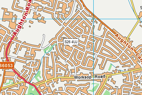 S26 4UJ map - OS VectorMap District (Ordnance Survey)