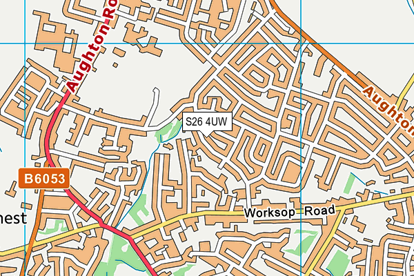 S26 4UW map - OS VectorMap District (Ordnance Survey)