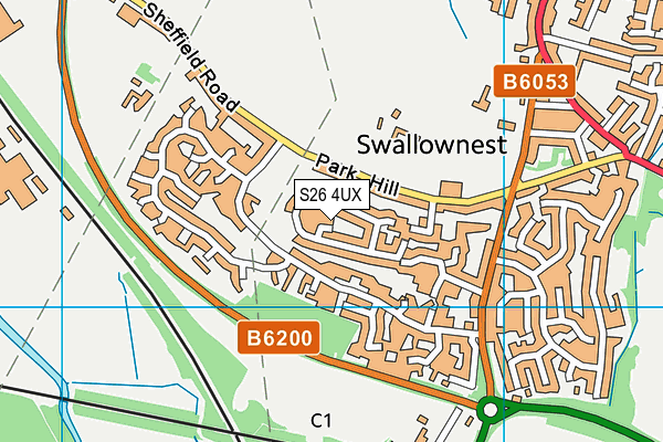 S26 4UX map - OS VectorMap District (Ordnance Survey)