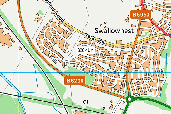 S26 4UY map - OS VectorMap District (Ordnance Survey)