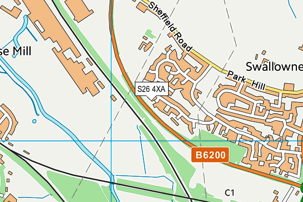 S26 4XA map - OS VectorMap District (Ordnance Survey)