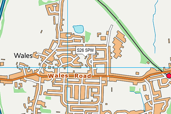 S26 5PW map - OS VectorMap District (Ordnance Survey)