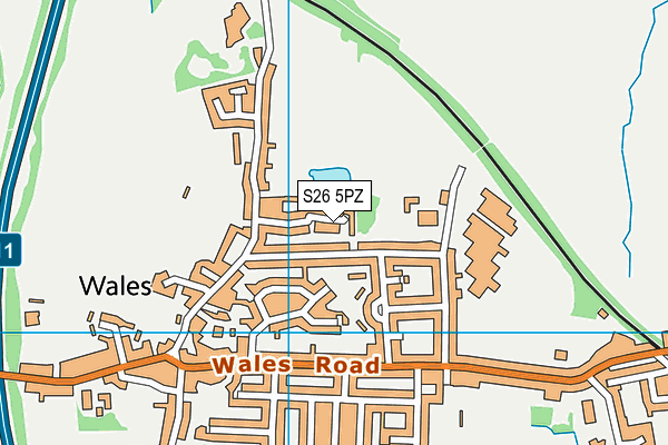 S26 5PZ map - OS VectorMap District (Ordnance Survey)