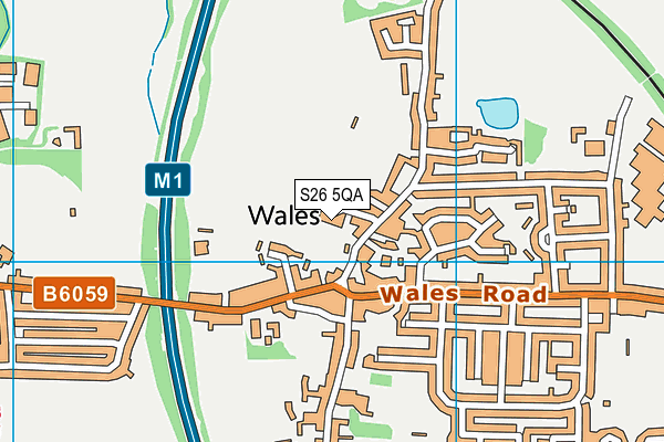 S26 5QA map - OS VectorMap District (Ordnance Survey)