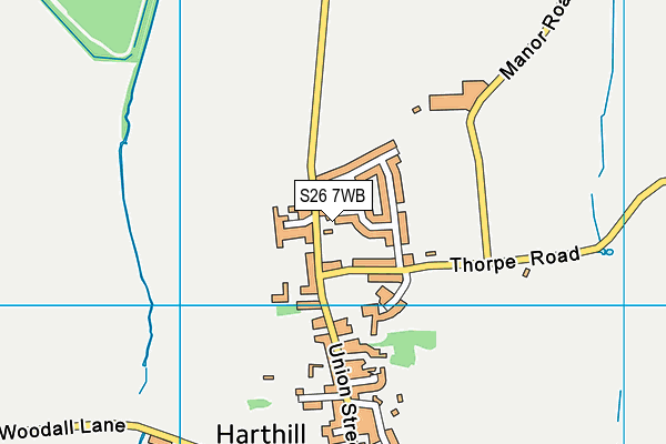 S26 7WB map - OS VectorMap District (Ordnance Survey)